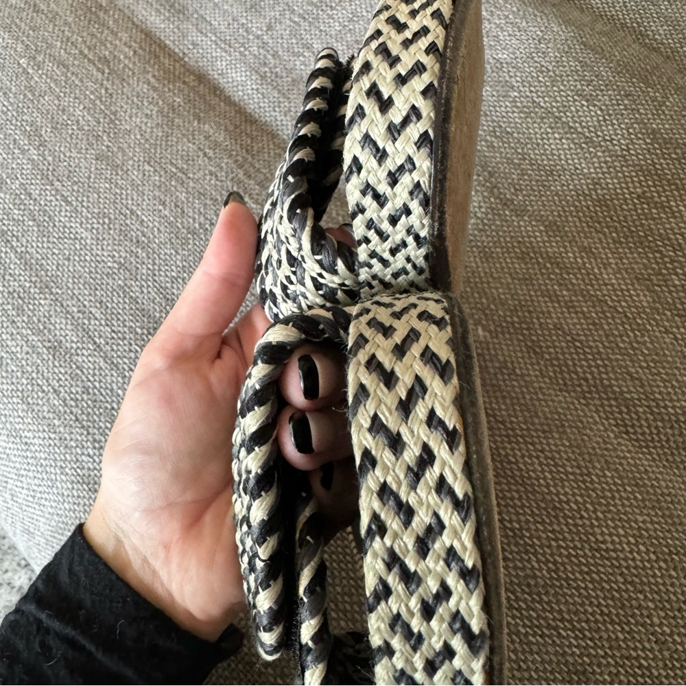 Isabel Marant Black & Cream Woven Slide Sandals - Picture 8 of 8